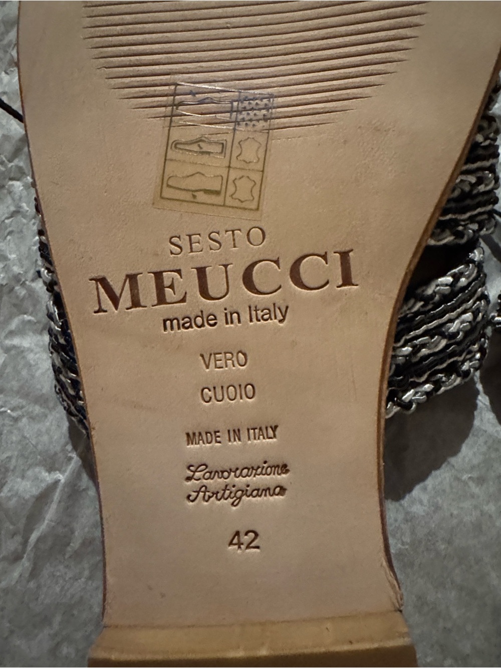 NIB Sesto Meucci of Florence Vero Cuoio leather fringe sandals. Size 12. - Picture 6 of 7